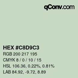 Color code: HEX #C8D9C3 | qconv.com