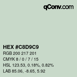 カラーコード: HEX #C8D9C9 | qconv.com