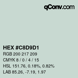 カラーコード: HEX #C8D9D1 | qconv.com