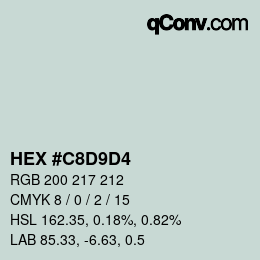 Color code: HEX #C8D9D4 | qconv.com