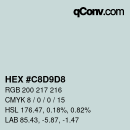 Color code: HEX #C8D9D8 | qconv.com