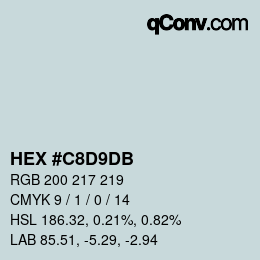 カラーコード: HEX #C8D9DB | qconv.com
