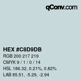 カラーコード: HEX #C8D9DB | qconv.com