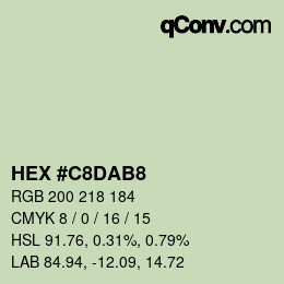 Color code: HEX #C8DAB8 | qconv.com