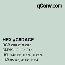 颜色代码: HEX #C8DACF | qconv.com
