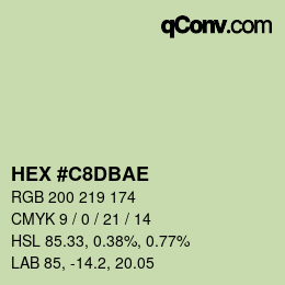 Color code: HEX #C8DBAE | qconv.com