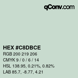 Color code: HEX #C8DBCE | qconv.com