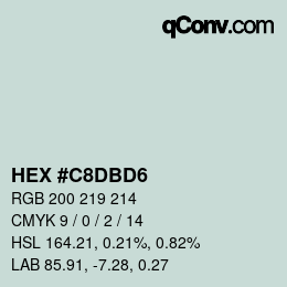カラーコード: HEX #C8DBD6 | qconv.com