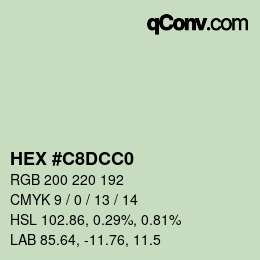 Color code: HEX #C8DCC0 | qconv.com