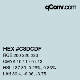 カラーコード: HEX #C8DCDF | qconv.com