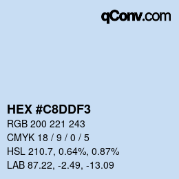 Code couleur: HEX #C8DDF3 | qconv.com