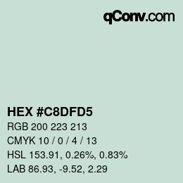 カラーコード: HEX #C8DFD5 | qconv.com