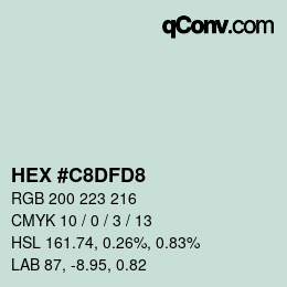 Farbcode: HEX #C8DFD8 | qconv.com
