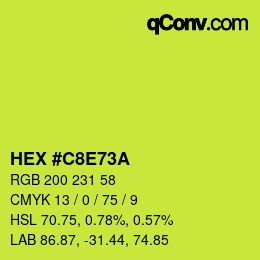 カラーコード: HEX #C8E73A | qconv.com