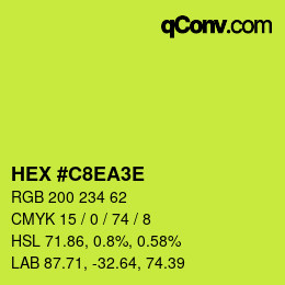 Color code: HEX #C8EA3E | qconv.com
