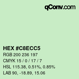カラーコード: HEX #C8ECC5 | qconv.com