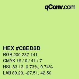 カラーコード: HEX #C8ED8D | qconv.com