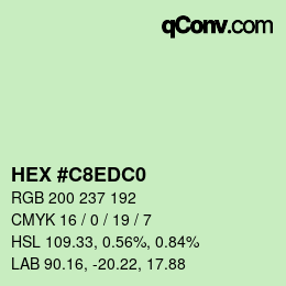 Color code: HEX #C8EDC0 | qconv.com