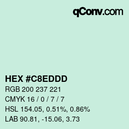 Color code: HEX #C8EDDD | qconv.com