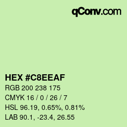 Color code: HEX #C8EEAF | qconv.com