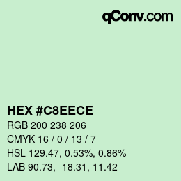 Color code: HEX #C8EECE | qconv.com