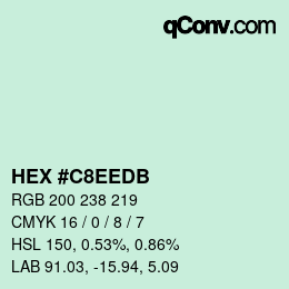 Color code: HEX #C8EEDB | qconv.com