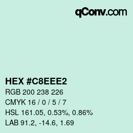 Color code: HEX #C8EEE2 | qconv.com