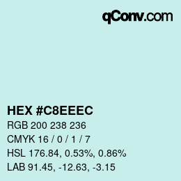 カラーコード: HEX #C8EEEC | qconv.com