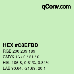 カラーコード: HEX #C8EFBD | qconv.com