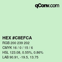 颜色代码: HEX #C8EFCA | qconv.com