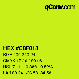 カラーコード: HEX #C8F018 | qconv.com