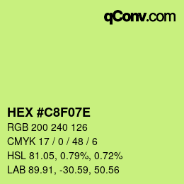 Color code: HEX #C8F07E | qconv.com