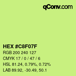 Color code: HEX #C8F07F | qconv.com