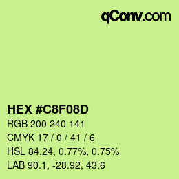 Color code: HEX #C8F08D | qconv.com