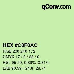 カラーコード: HEX #C8F0AC | qconv.com