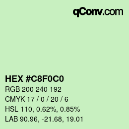 Color code: HEX #C8F0C0 | qconv.com