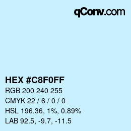カラーコード: HEX #C8F0FF | qconv.com
