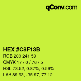 Color code: HEX #C8F13B | qconv.com