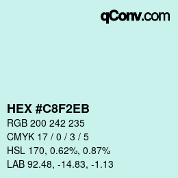 Color code: HEX #C8F2EB | qconv.com