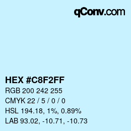 Color code: HEX #C8F2FF | qconv.com