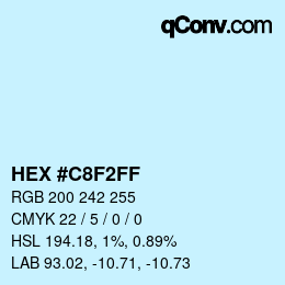 颜色代码: HEX #C8F2FF | qconv.com