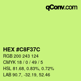 Color code: HEX #C8F37C | qconv.com