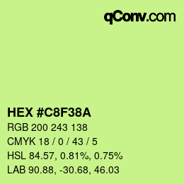 カラーコード: HEX #C8F38A | qconv.com