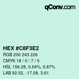 カラーコード: HEX #C8F3E2 | qconv.com