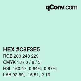 カラーコード: HEX #C8F3E5 | qconv.com