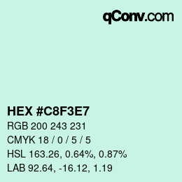 Color code: HEX #C8F3E7 | qconv.com