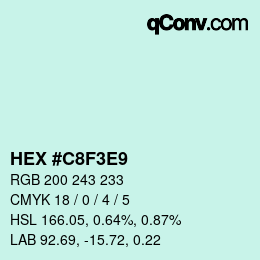 Color code: HEX #C8F3E9 | qconv.com