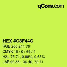 カラーコード: HEX #C8F44C | qconv.com