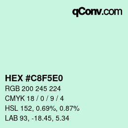 Color code: HEX #C8F5E0 | qconv.com