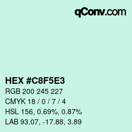 Farbcode: HEX #C8F5E3 | qconv.com
